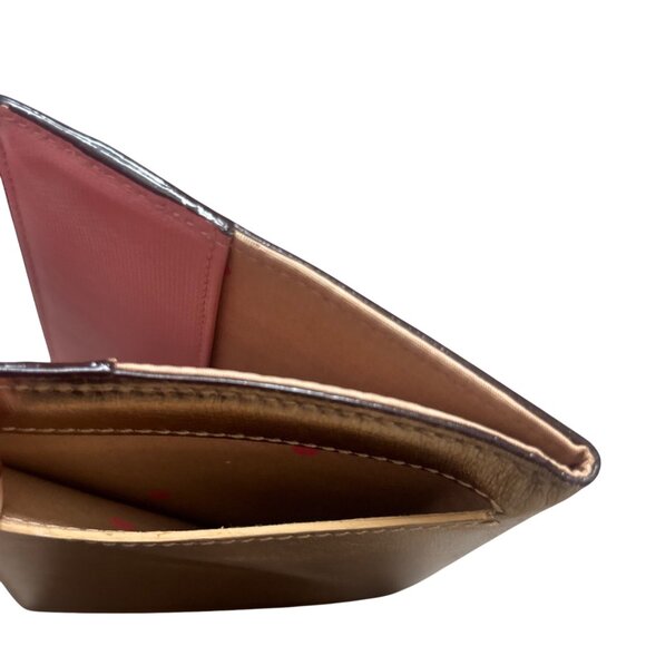 Kate Spade Gold Leather Passport Holder Travel Case Pink Polka Dot Lining VGUC - Picture 4 of 6